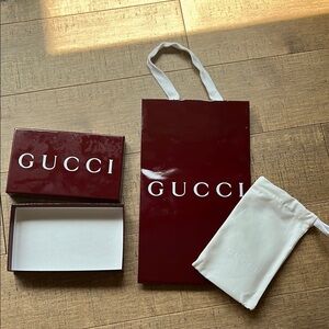 Gucci Burgundy box with White Pouch